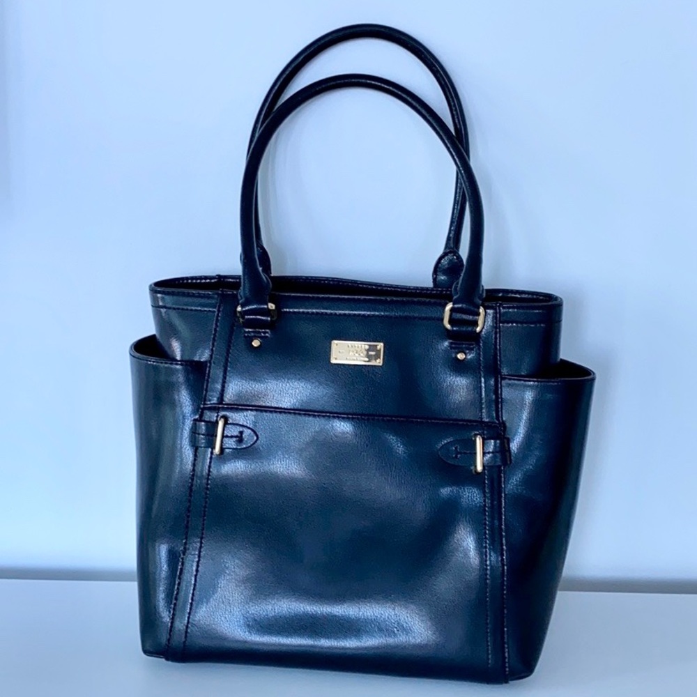 Authentic Ralph Lauren black leather tote
